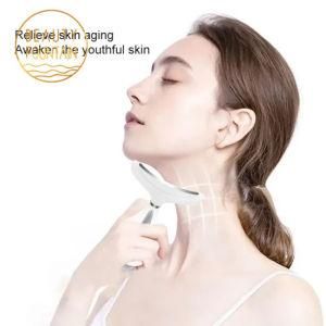Electric Neck Massager Wrinkle Remover Microcurrent Lifting Tighten EMS LED Photon Face Beauty Device